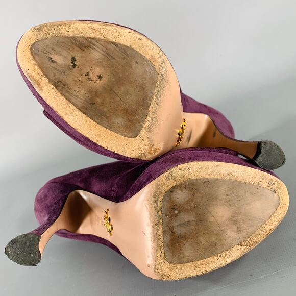 PRADA Size 7 Purple Plum Suede Cutout Sandals - Picture 6 of 10